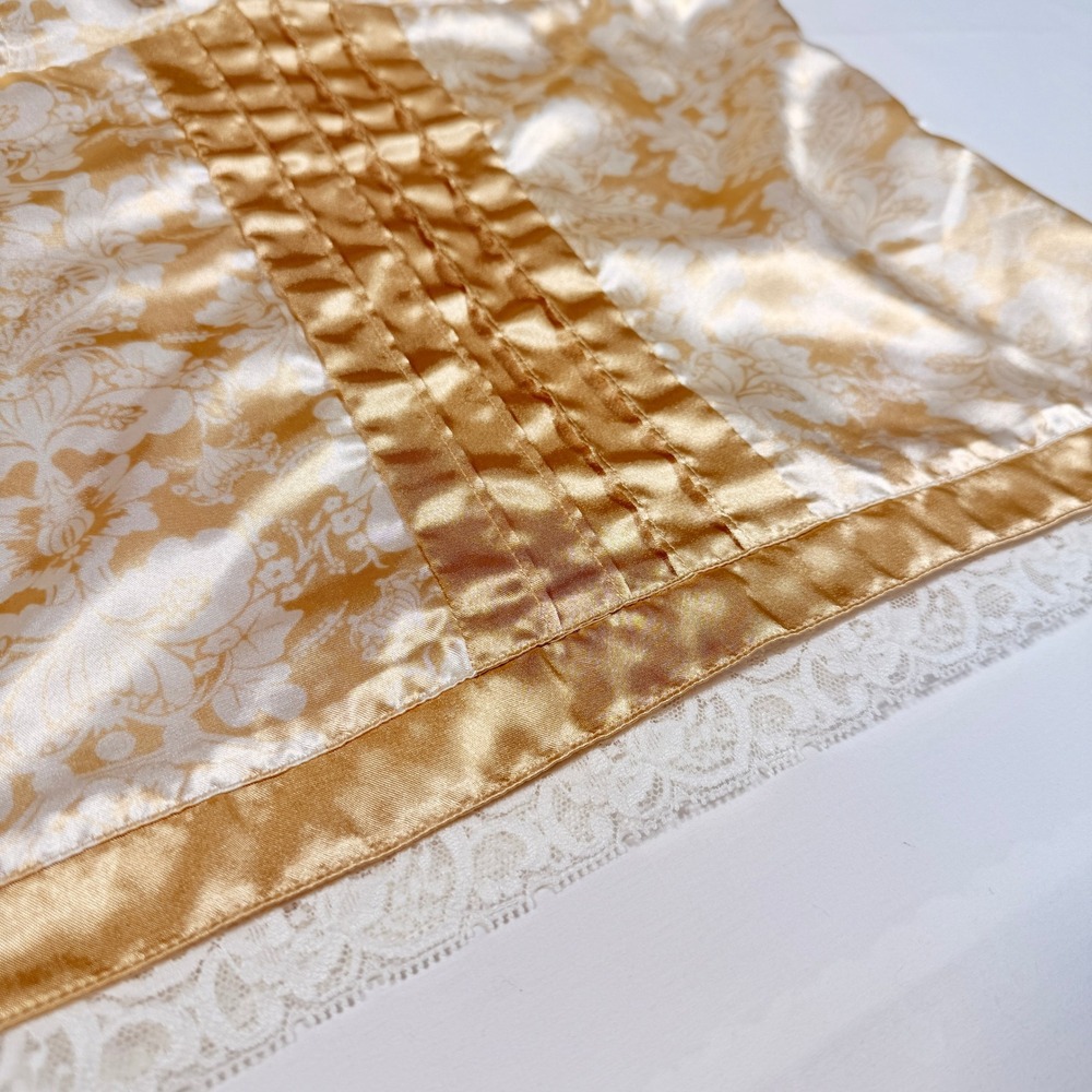 Y2K Kenzie Intimates Gold Lace Rhinestone Camisole Large Satin Lingerie Sleep - Picture 3 of 11